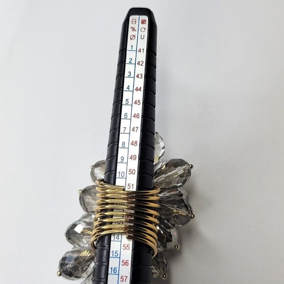 Swaroski Crystal Ring Flamboyant Unique Crystal Bicone Beaded Cluster Ring - Picture 11 of 13